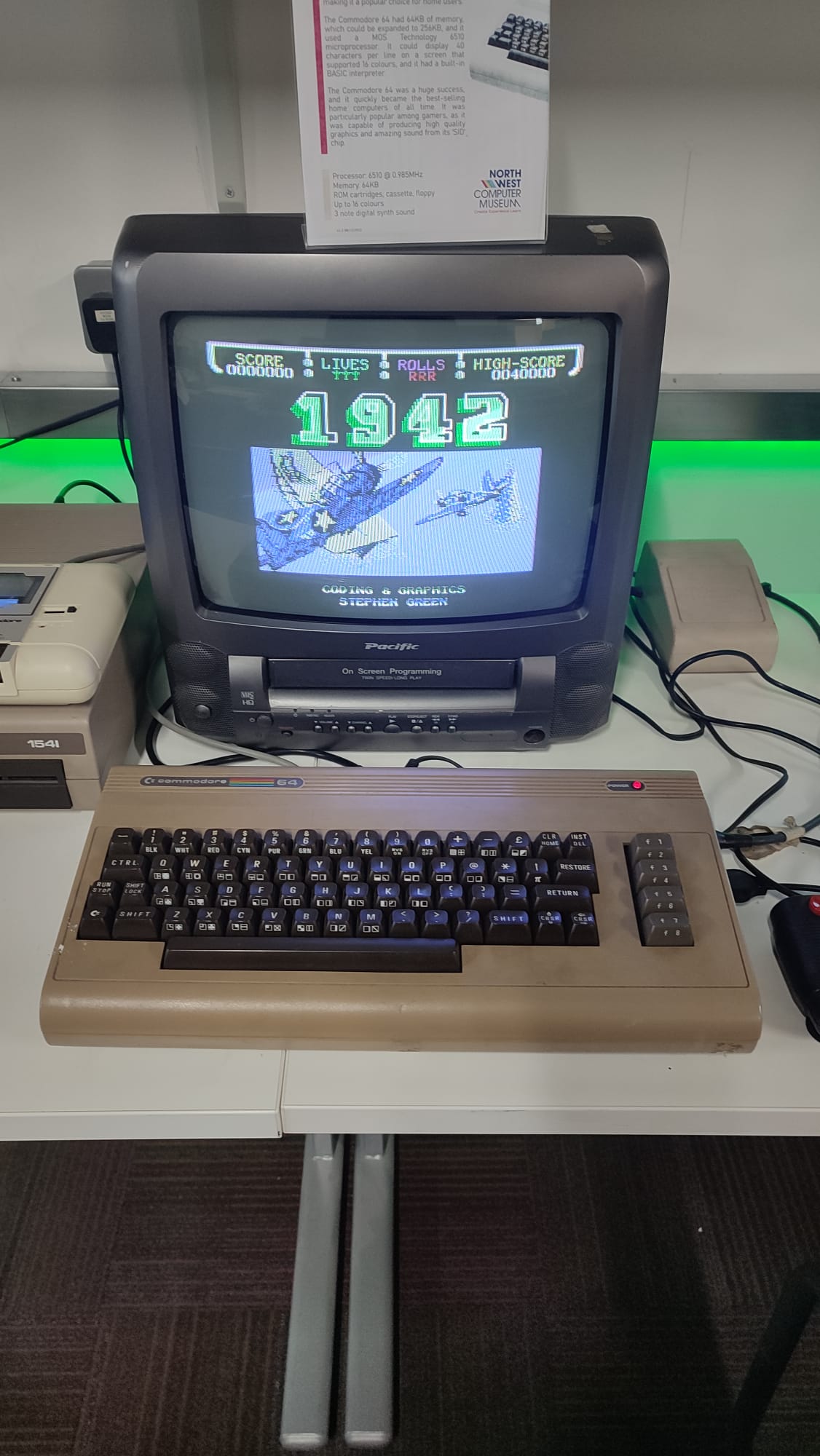 A Commodore 64 with 1942 loaded